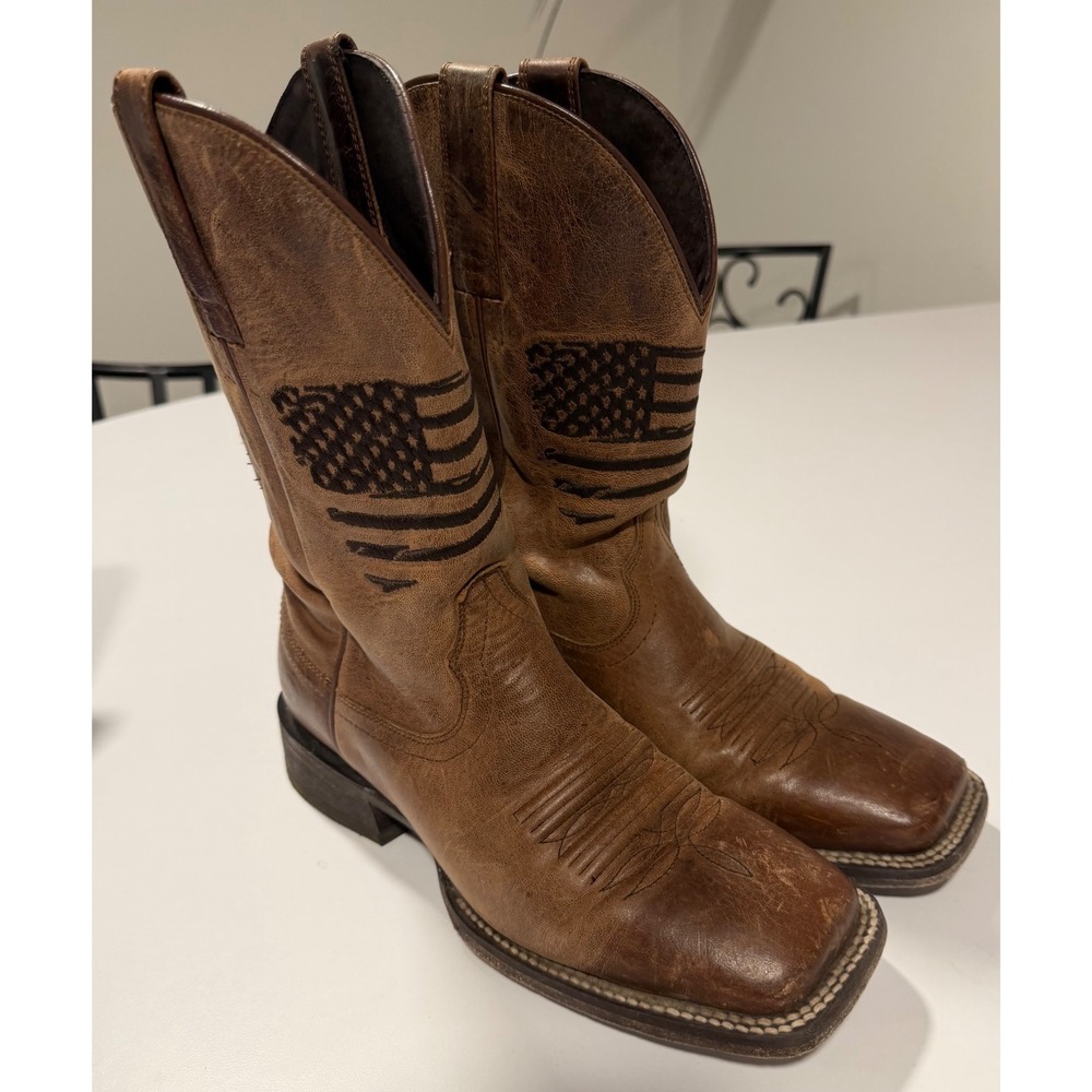 Ariat Sport Patriot Brown Leather American Flag Western Boots 10029699 Mens 6.5D